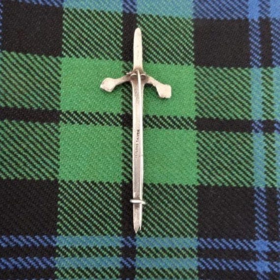 ANTIQUE SWORD PIN - Large Sterling Silver Kilt or Lap… - Gem