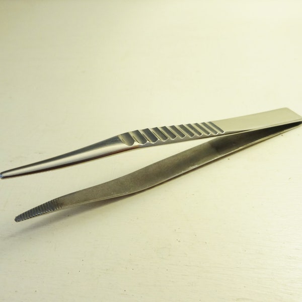 Large STAINLESS STEEL TWEEZERS - For Cooking or Crafts - Deeply Grooved Secure Grip on Both Sides - 5 in. (12.8 cm) Long - 6 Available