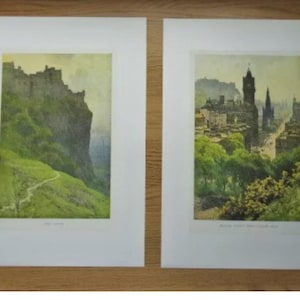 2 EDINBURGH SCOTLAND PRINTS - From 1920s Paintings by E.W. Haslehust - A Pair of Quality Reproduction Prints on Heavy Ivory Paper