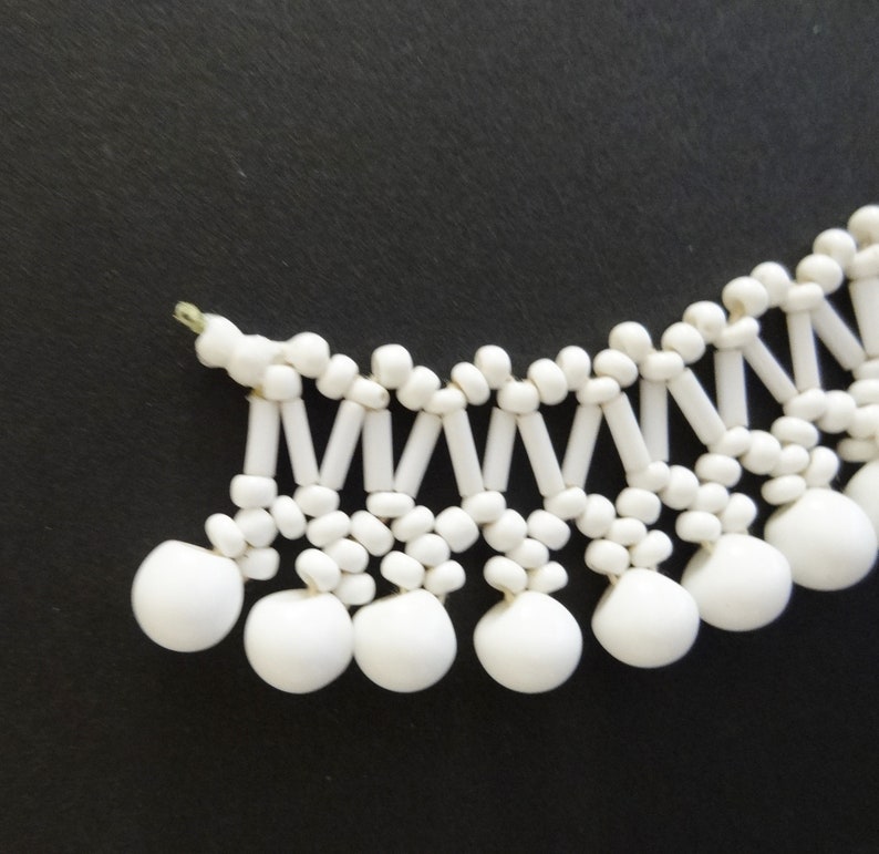 Wide Long Perfect for Embellishing a Round or Scoop Neckline 2.5 cm 1930s MILK GLASS BEADWORK 12 14 31 cm 1