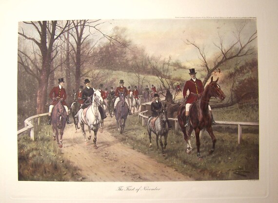 Large Vintage Fox Hunting Print ‘The First of | Etsy
