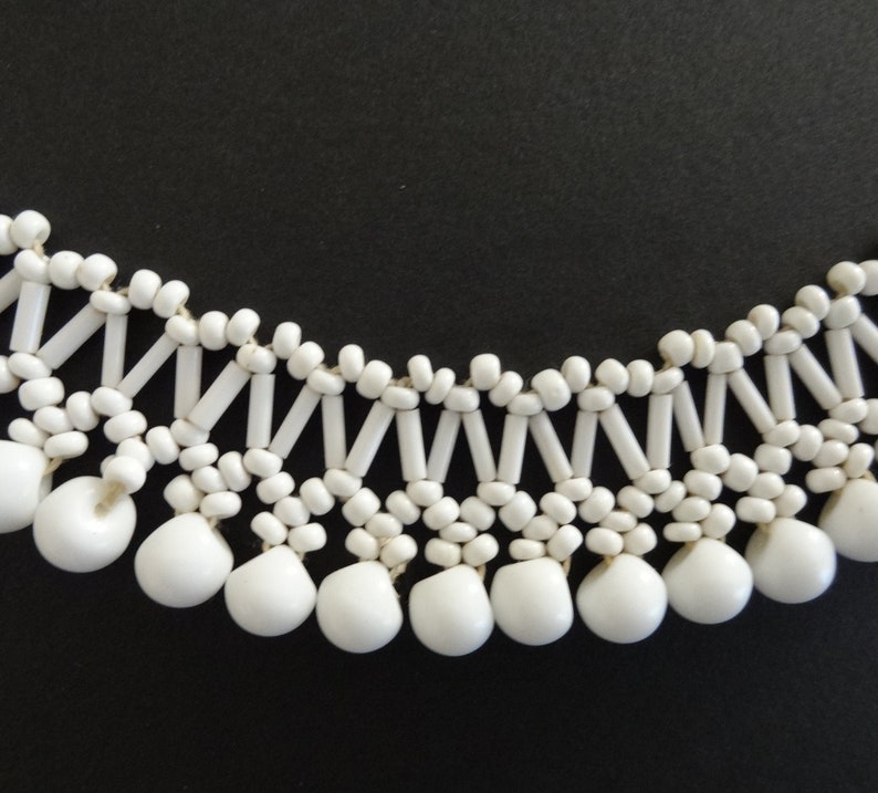 Wide Long Perfect for Embellishing a Round or Scoop Neckline 2.5 cm 1930s MILK GLASS BEADWORK 12 14 31 cm 1