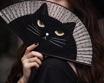 Katt Handfläkt Hopfällbar Fläkt Japansk Stil Söt Kattfläkt Bärbar Handfläkt Kvinnor Flickor Sommarfläkt Gåva Asiatisk Stil Tillbehör Japan