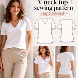 V Neck Knit Dress Sewing Pattern | Women's Intermediate Beginner PDF (Digital Download)