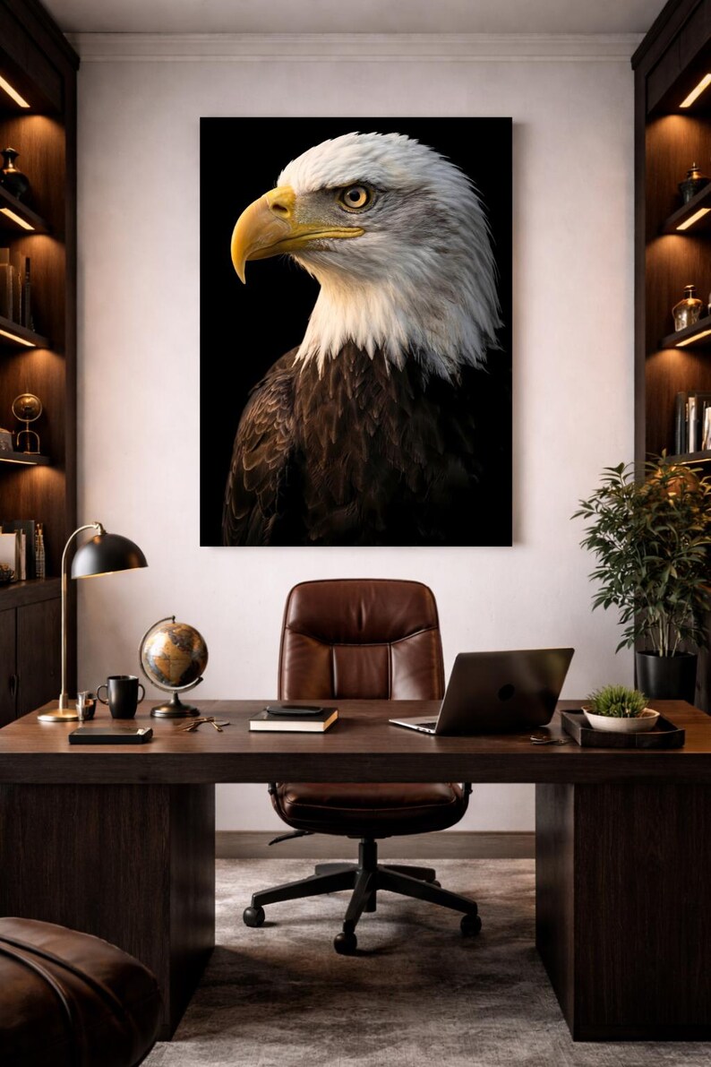 Bald Eagle Side Profile Poster | Dark Cinematic Bird of Prey Art ...