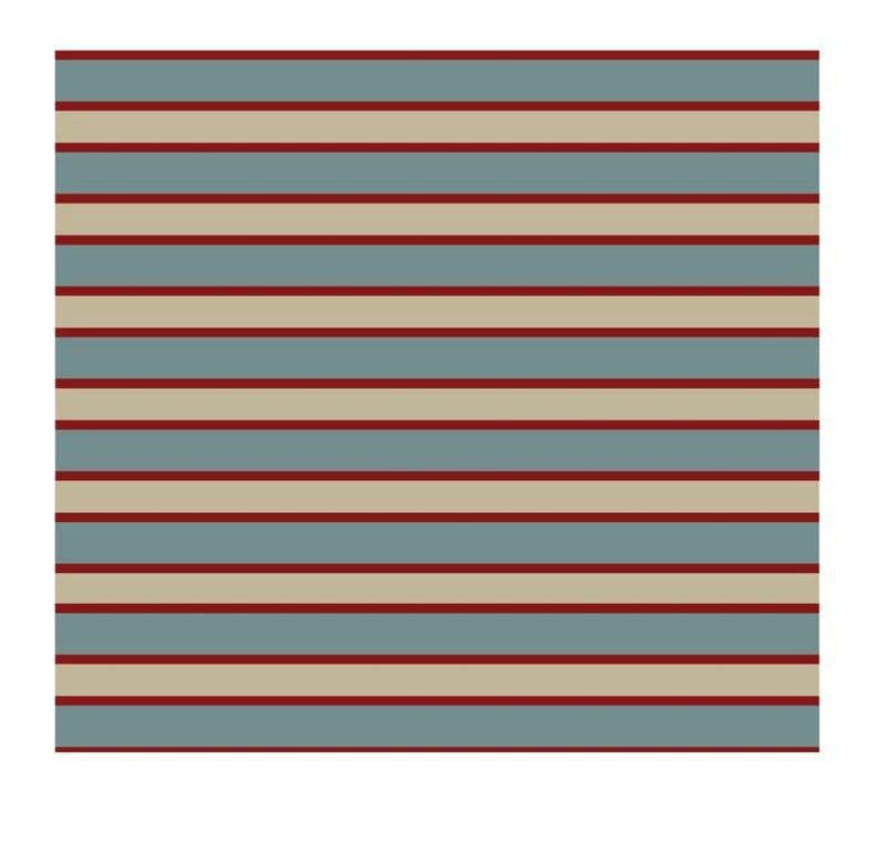 May include: A rectangular pattern featuring alternating horizontal stripes. The stripes alternate between muted teal, beige, and thin maroon lines. The design is simple and symmetrical, with a clean, modern aesthetic.