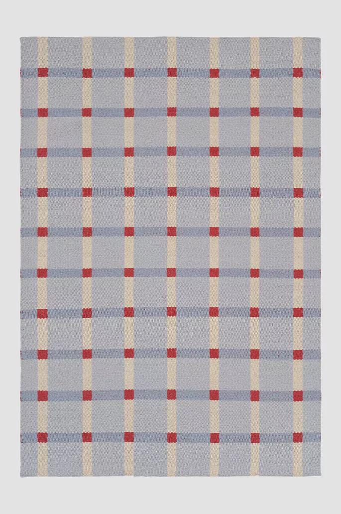 Handwoven Wool Checkered Area Rug | Blue Beige Red Grid Pattern Carpet ...