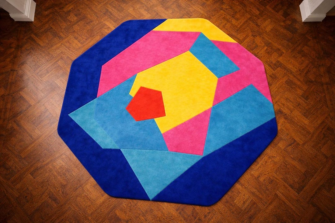 Hand Tufted Wool Abstract Geometric Rug, Colorful Modern Area Carpet - Etsy