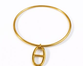 Bracelet jonc breloque doré en acier inoxydable cadeau femme