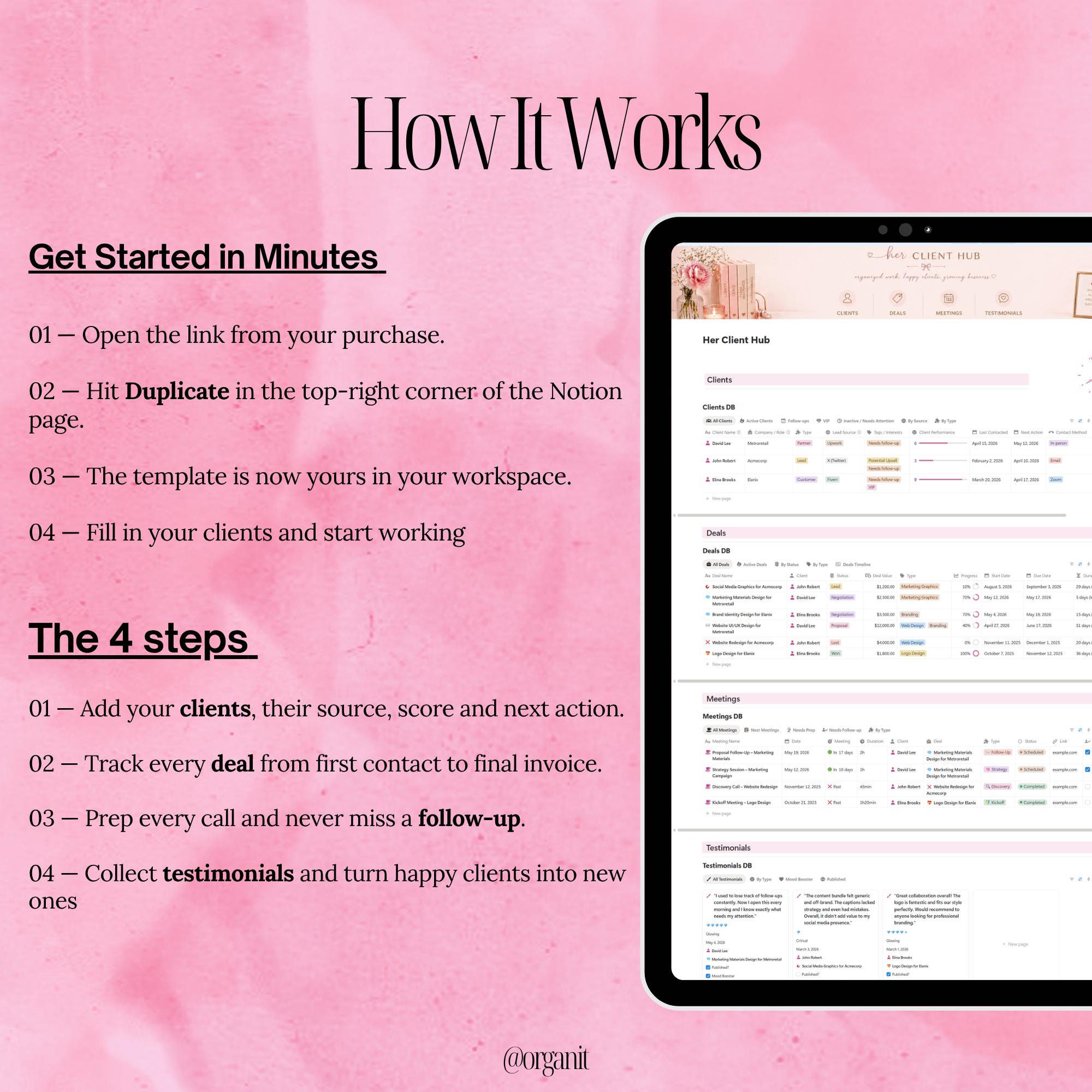 Notion CRM Template for Female Freelancers | Her Client Hub | Pink ...