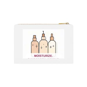 Minimalist Skincare Makeup Bag, Moisturize Sunscreen Repeat Cosmetic Bag, Aesthetic Beauty Gift for Her, Skincare Lover Pouch