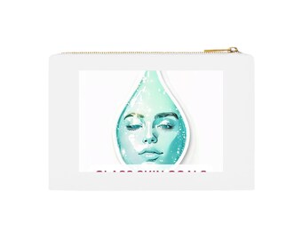 Glass Skin Makeup Bag, Korean Skincare Cosmetic Bag, K Beauty Gift for Her, Skincare Lover Travel Makeup Pouch, Aesthetic Cosmetic Bag