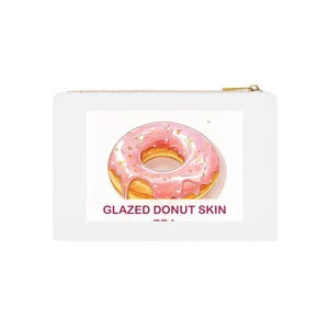 Skincare Makeup Bag, Glazed Donut Skin Cosmetic Bag, Funny K Beauty Gift, Glass Skin Lover Pouch, Esthetician Gift, Travel Makeup Bag