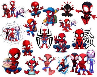 Spidey and Friends Watercolor Clipart Bundle, Superhero PNG (Digital Download)