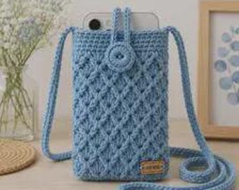 Crochet Phone Pouch, Crochet Smartphone Bag Pattern pdf, Textured Decorative Crochet Bag, Handmade Gift Idea for Crocheters