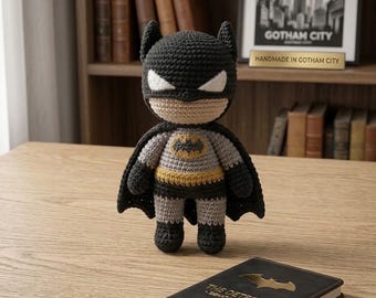 Superhero Crochet Pattern PDF, Amigurumi Batman, Superhero Plush Pattern, Kawaii Crochet Doll, English PDF Tutorial