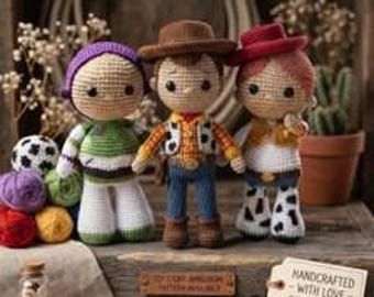 Toy Story Crochet Bundle – Woody Jessie Buzz Lightyear Crochet Amigurumi Patterns PDF, Crochet Doll Pattern Set, Beginner Amigurumi Pattern