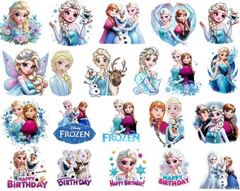 Frozen PNG Bundle, Frozen Clipart, Anna Elsa Olaf PNG, Princess Cartoon PNG Images, Frozen Birthday Clipart, Digital Download