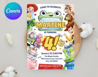 Toy Story 5 Birthday Invitation, Editable Toy Story Invite, Toy Story Canva Template, Toy Story Birthday Party, Digital Birthday Invitation