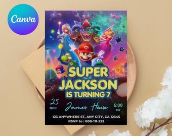 Super Mario Galaxy Birthday Invitation, Outer Space Party (Digital Download)