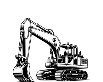 Excavator SVG, Digger PNG, Construction Vehicle DXF, Heavy Equipment Cut File, Clipart for Cricut, Silhouette, Instant Download