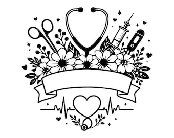 Monograma dividido de enfermera SVG PNG / Diseño de camiseta, Regalo para enfermera