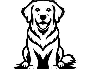Golden Retriever SVG, Cara de perro sonriente, Vector conmemorativo para mascotas (Descarga digital)