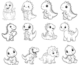 SVG de dinosaurio lindo, paquete de SVG de dinosaurio, silueta de dinosaurio en SVG, silueta en SVG, T-Rex en SVG, paquete de SVG, SVG de dinosaurio, archivo de corte de dinosaurios, SVG de dinosaurio