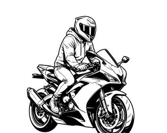 Racing Motorcycle SVG PNG, Superbike T-Shirt Design, Sport Motorbike Cut File, Biker Gift, Racing Bike Graphic, Cricut SVG, Instant Download