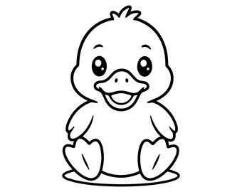 Patinho fofo em SVG e PNG: Arte de linhas limpas para projetos Cricut