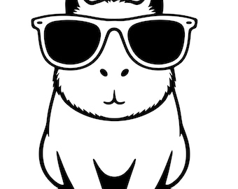 Capibara divertida con gafas de sol SVG PNG: Arte lineal limpio para Cricut