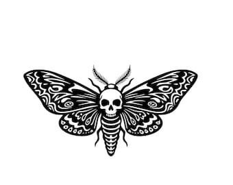 Death Head Moth SVG, Skull Butterfly PNG, Gothic Insect Cut File, Dark Entomology Art for Cricut, Silhouette, Halloween Download