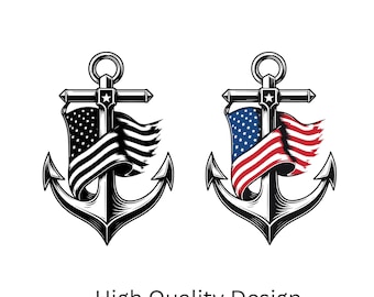 American Flag Anchor Svg, Patriotic Nautical Cut File, Usa Anchor Png, Fourth of July Shirt Design, Cricut, Silhouette, Instant Download