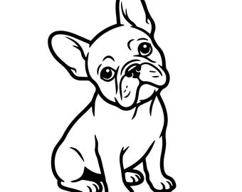 Buldogue Francês SVG PNG: Arte de linha limpa para Cricut