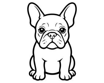 Bouledogue français Svg Png : dessin au trait épuré pour Cricut