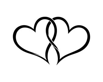 Corações Entrelaçados SVG, Corações Entrelaçados PNG, Arquivo de Corte de Coração, Clipart de Amor, Design para Cricut e Silhouette, DXF, EPS, PDF, Download Instantâneo