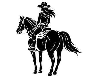 Cowgirl Rider SVG PNG, Western Horseback Riding Design, Country Girl Cut File, Ranch Life Clipart, Cricut SVG, Silhouette Download