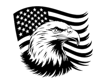 Águia com bandeira americana em SVG e PNG: Design digital pronto para corte, compatível com Cricut e Silhouette.
