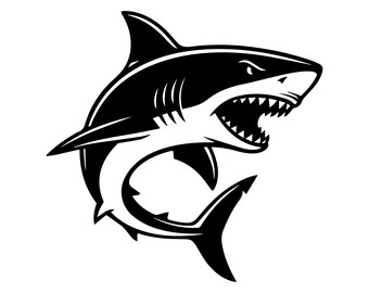 Tiburón SVG PNG, Tiburón DXF, Tiburón PNG, Archivo de corte de tiburón, Imágenes prediseñadas, Archivo digital, Archivo SVG, Silueta, Descarga instantánea