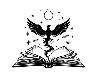 Dragón de la Cuarta Ala que Asciende del Libro SVG, PNG: Regalo para amantes de los libros, Arte fantástico, Decoración literaria, Diseño de camisetas, Archivo recortado, Descarga instantánea