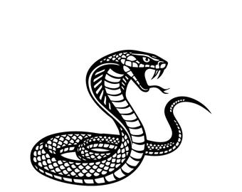 Cobra Snake SVG, Venomous Viper PNG, Aggressive Snake Cut File, Reptile Tattoo Design for Cricut, Silhouette, Instant Download
