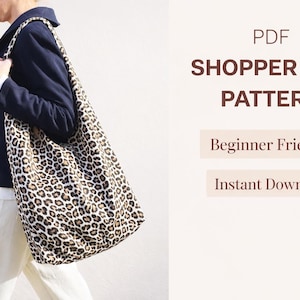 Shopper Bag Sewing Pattern PDF | Large Shopper Bag | Fully Lined Bag Pattern | Beginner Friendly | Printable A4 & US Letter