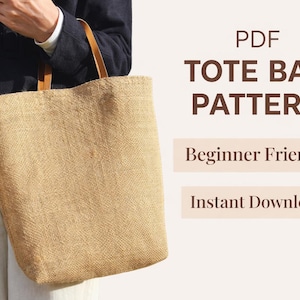 Tote Bag Sewing Pattern PDF, Shopper Bag Pattern, Beginner Friendly, Illustrated Instruction, A4 US Letter Printable