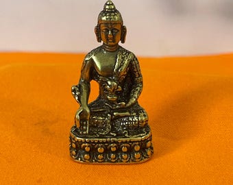 Retro Small Brass Buddha Statue Seated Meditation Figurine Fengshui Zen Buddhism Home Decoration .