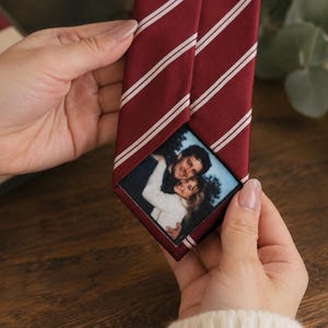 Anpassad slipslapp med foto, personlig slipslapp med självhäftande mönster, present till brudens far, bröllopsminne, minnesgåva till pappa och morfar