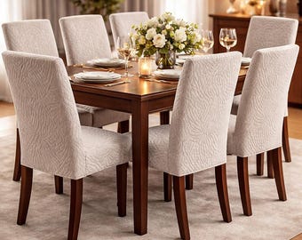 Waterproof Jacquard Dining Chair Covers – Stretch Washable Kitchen Seat Protectors