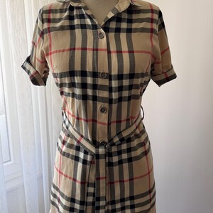Abito chemisier vintage Burberry Nova Check – Abito estivo a quadri con cintura, taglia S