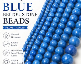 Hokutolite Beads Strand 40cm 【blue】 Round Beads 4mm 6mm 8mm 10mm 12mm Taiwan Ceramic Stone Beads Jewelry Making Supplies Bracelet Necklace
