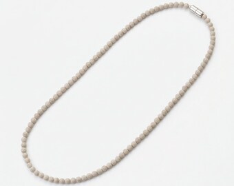 Hokutolite Necklace 6mm Beitou Stone Taiwan Hot Spring Mineral Healing Jewelry 45cm White Stone Necklace