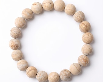 Mikamo Stone Bracelet 8mm 10mm 12mm | Japanese Natural Stone from Tochigi | Sacred Mountain Stone | womens bracelet | Made in Japan